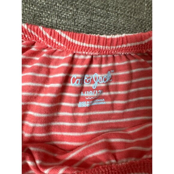 Lot of 2 Girls Coral Pink Striped Top & Navy Blue Pants Zip Ankle Large 10/12 - Picture 4 of 10